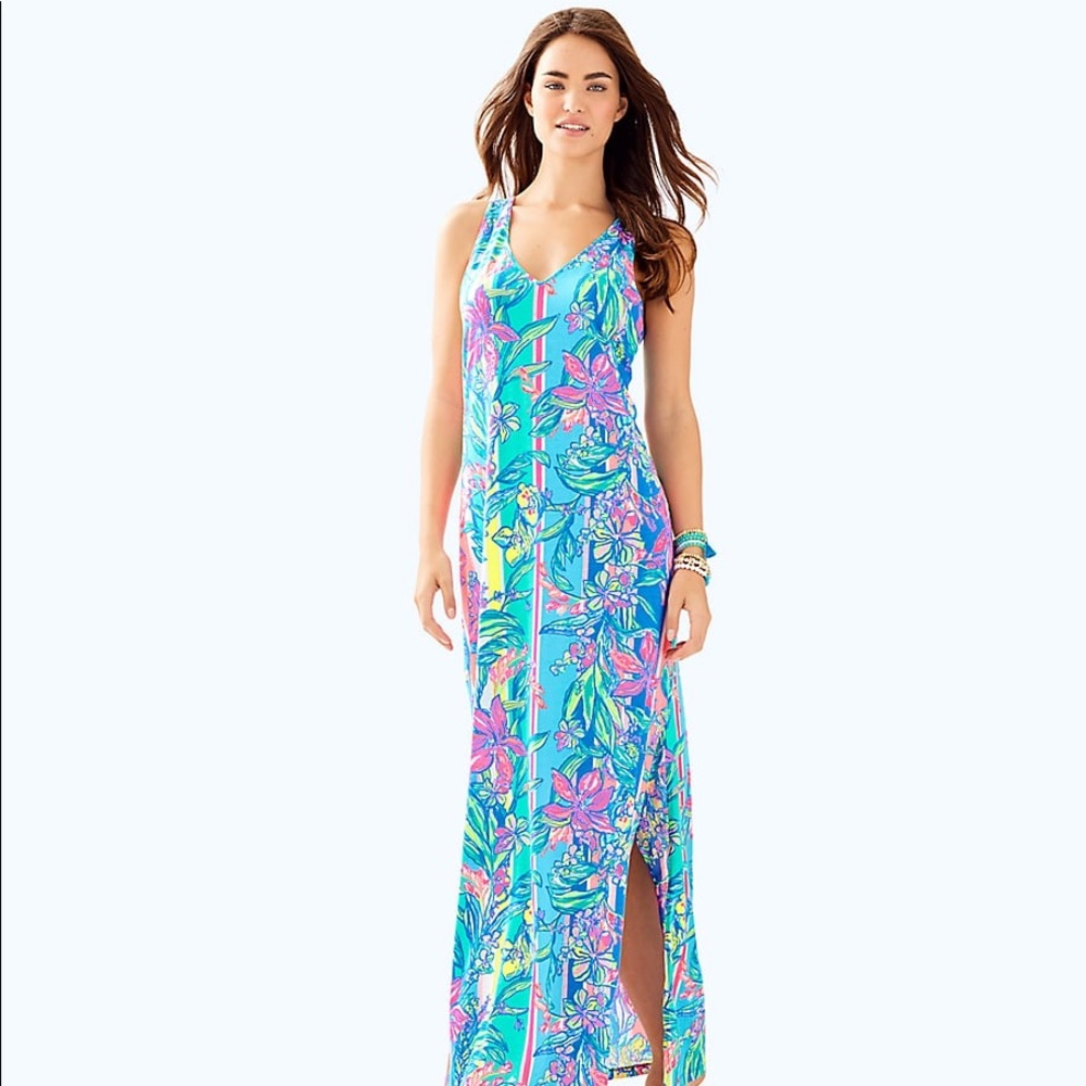 Lilly Pulitzer Kerri Maxi Dress Easy Tiger Allover